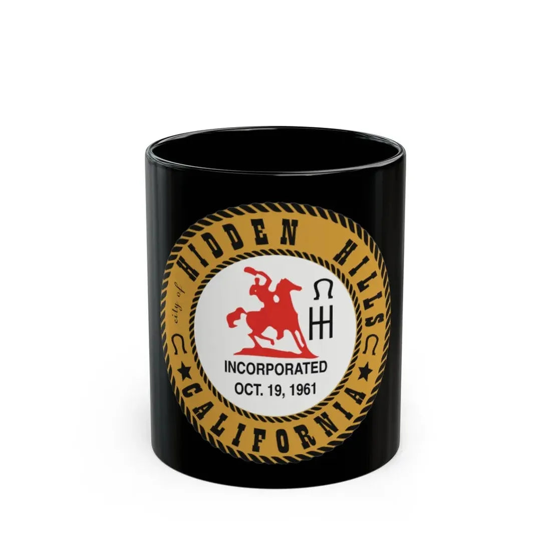 Seal of Hidden Hills California - Black Coffee Mug 11oz - Go Mug Yourself