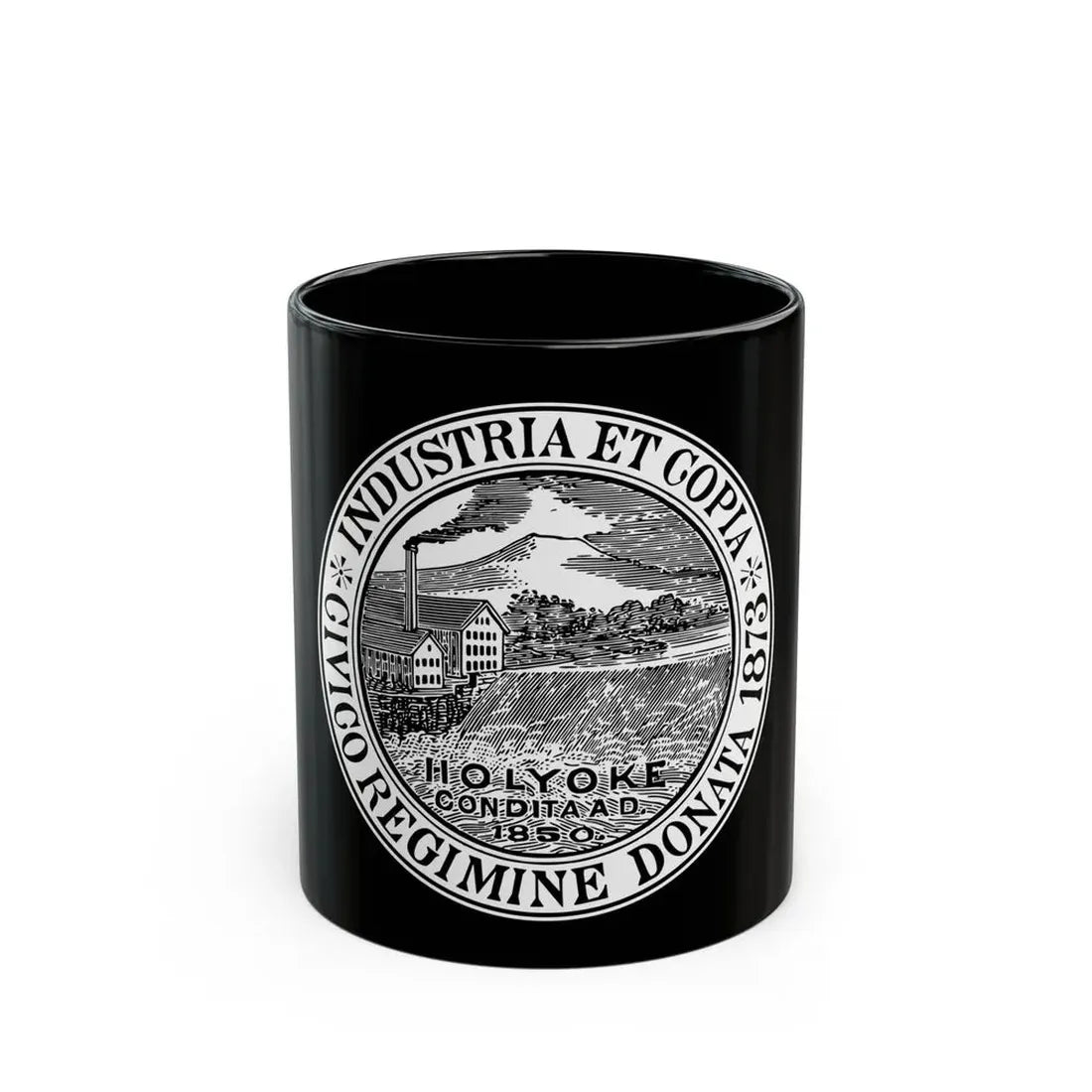 Seal of Holyoke Massachusetts - Black Coffee Mug 11oz - Go Mug Yourself