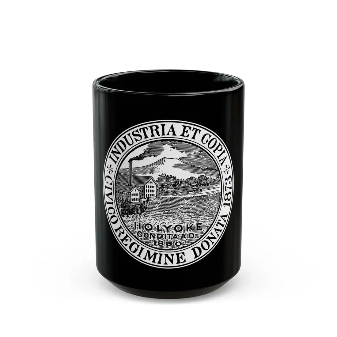 Seal of Holyoke Massachusetts - Black Coffee Mug 15oz - Go Mug Yourself