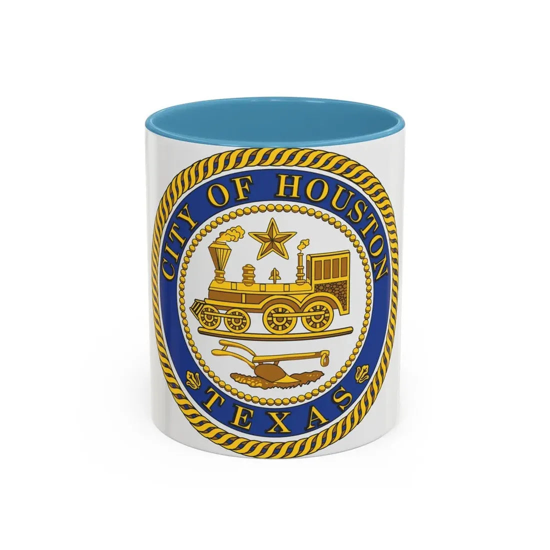 Seal of Houston Texas - Accent Coffee Mug 11oz Light Blue - Go Mug Yourself