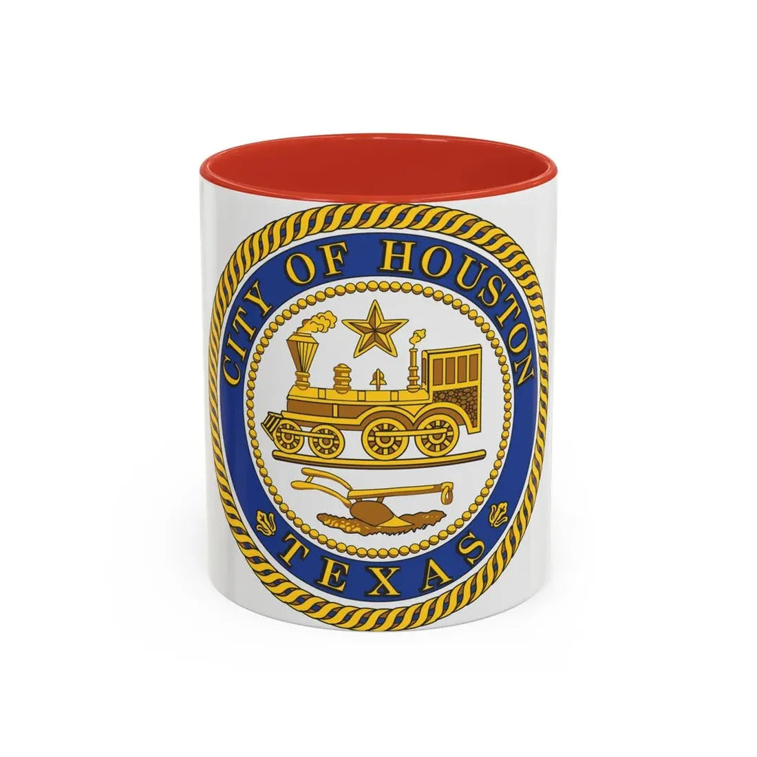 Seal of Houston Texas - Accent Coffee Mug 11oz Red - Go Mug Yourself