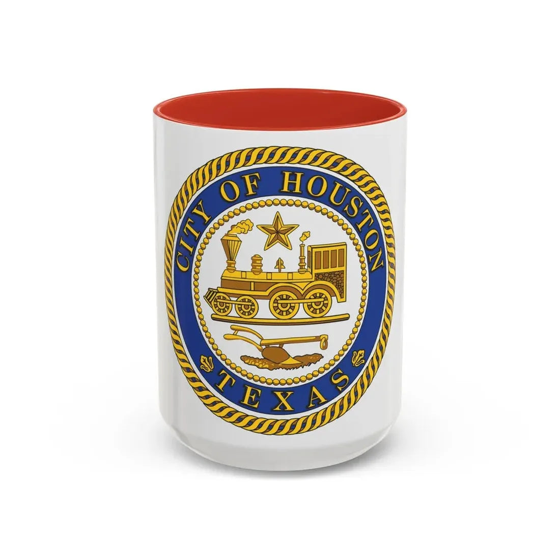 Seal of Houston Texas - Accent Coffee Mug 15oz Red - Go Mug Yourself