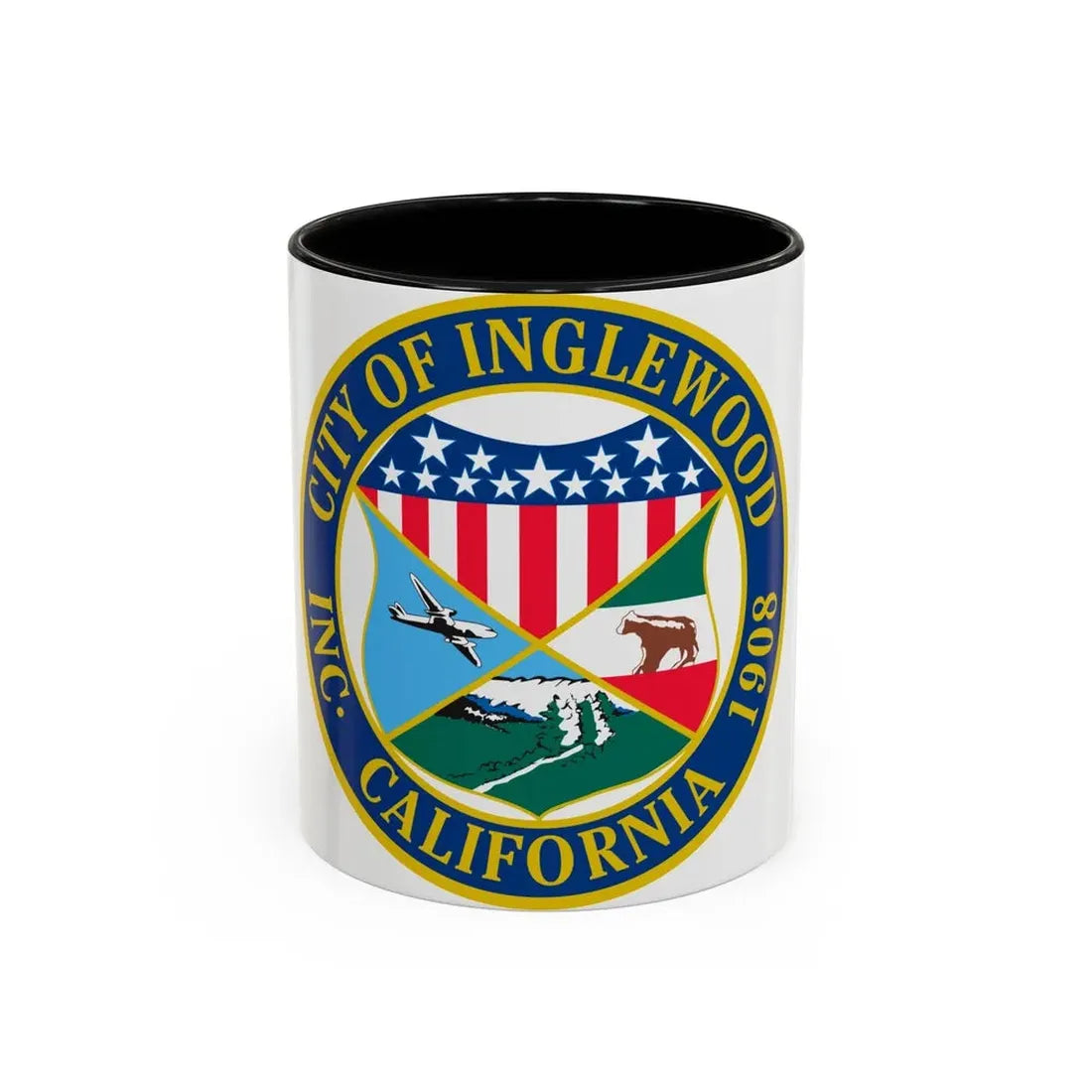Seal of Inglewood California - Accent Coffee Mug 11oz Black - Go Mug Yourself