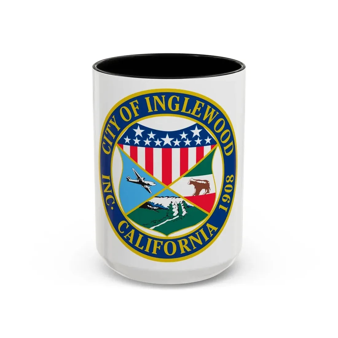 Seal of Inglewood California - Accent Coffee Mug 15oz Black - Go Mug Yourself