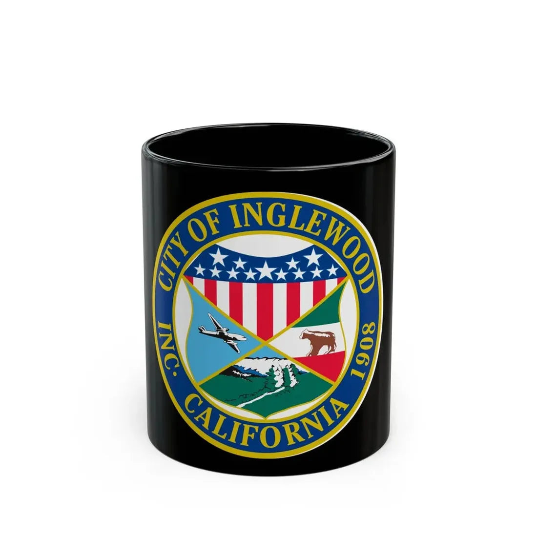 Seal of Inglewood California - Black Coffee Mug 11oz - Go Mug Yourself