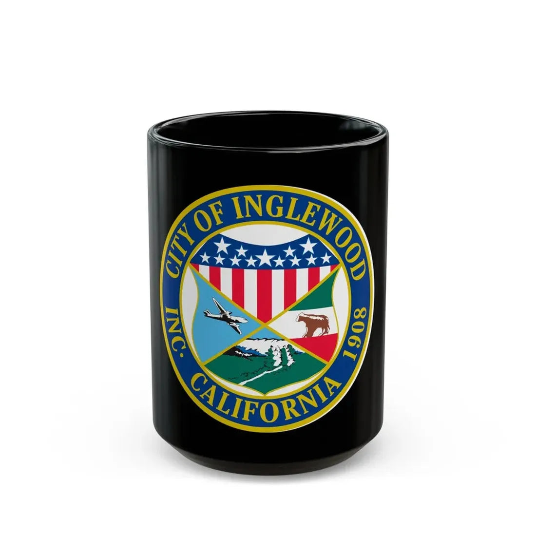 Seal of Inglewood California - Black Coffee Mug 15oz - Go Mug Yourself