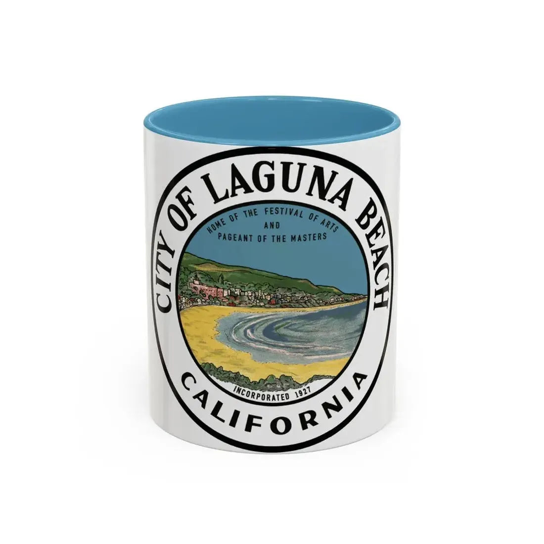 Seal of Laguna Beach California - Accent Coffee Mug 11oz Light Blue - Go Mug Yourself