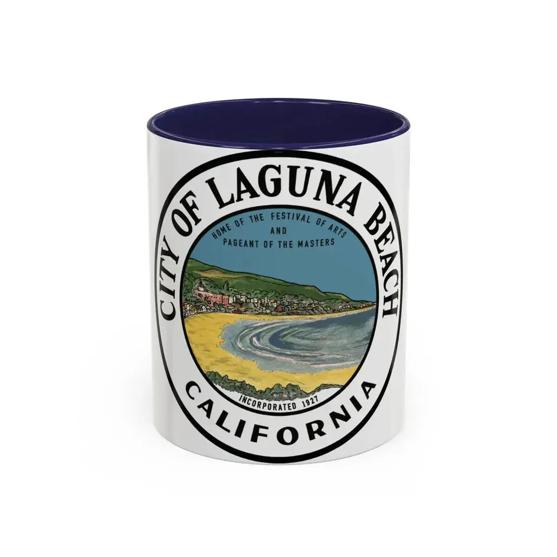 Seal of Laguna Beach California - Accent Coffee Mug 11oz Navy - Go Mug Yourself