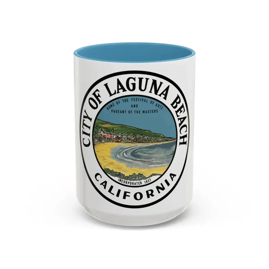 Seal of Laguna Beach California - Accent Coffee Mug 15oz Light Blue - Go Mug Yourself
