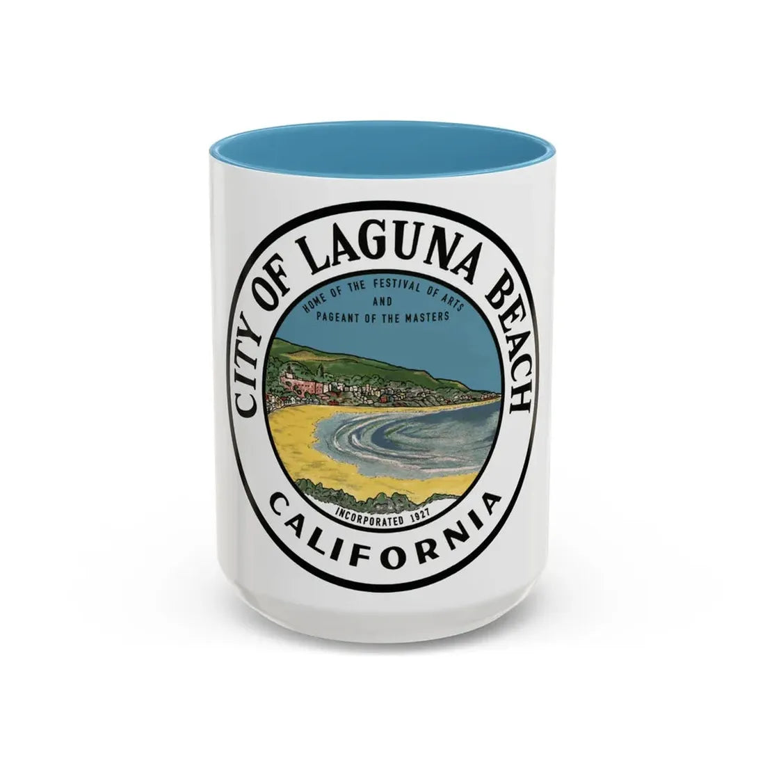 Seal of Laguna Beach California - Accent Coffee Mug 15oz Light Blue - Go Mug Yourself