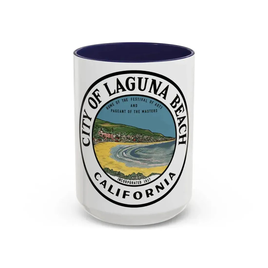 Seal of Laguna Beach California - Accent Coffee Mug 15oz Navy - Go Mug Yourself
