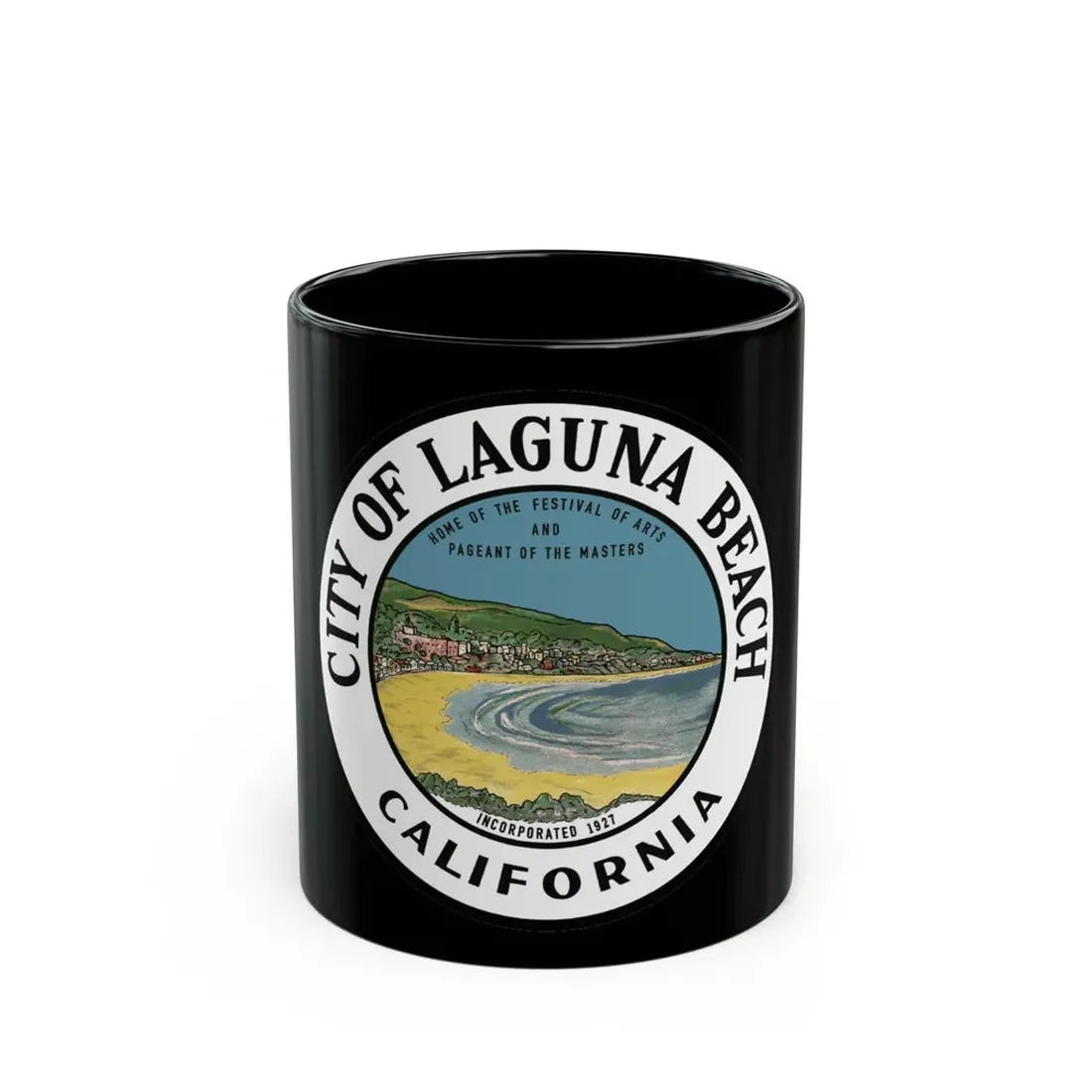 Seal of Laguna Beach California - Black Coffee Mug 11oz - Go Mug Yourself