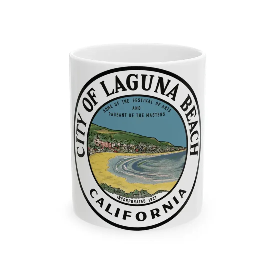 Seal of Laguna Beach California - White Coffee Mug 11oz - Go Mug Yourself