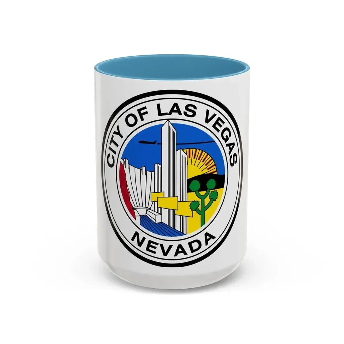Seal of Las Vegas Nevada - Accent Coffee Mug 15oz Light Blue - Go Mug Yourself