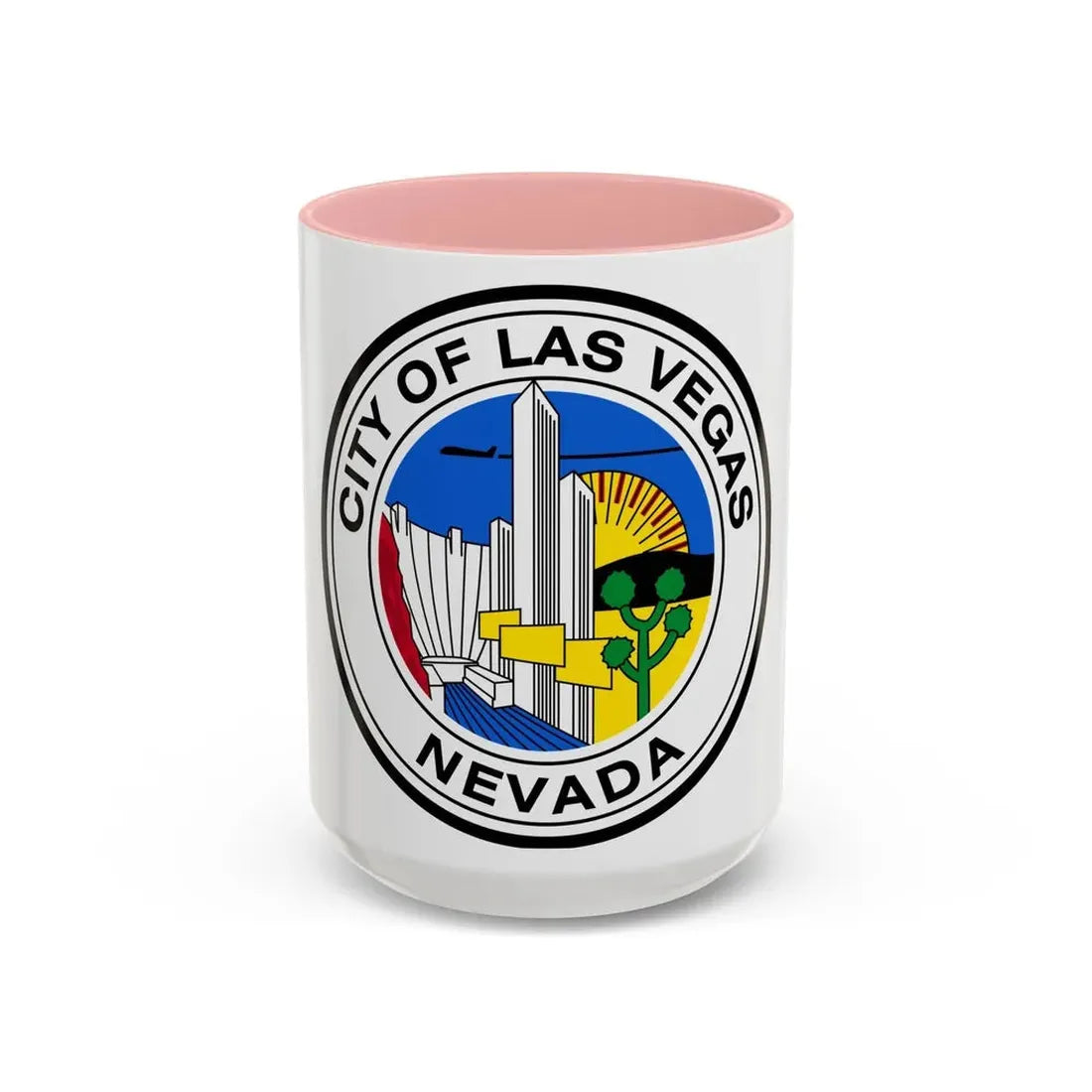 Seal of Las Vegas Nevada - Accent Coffee Mug 15oz Pink - Go Mug Yourself