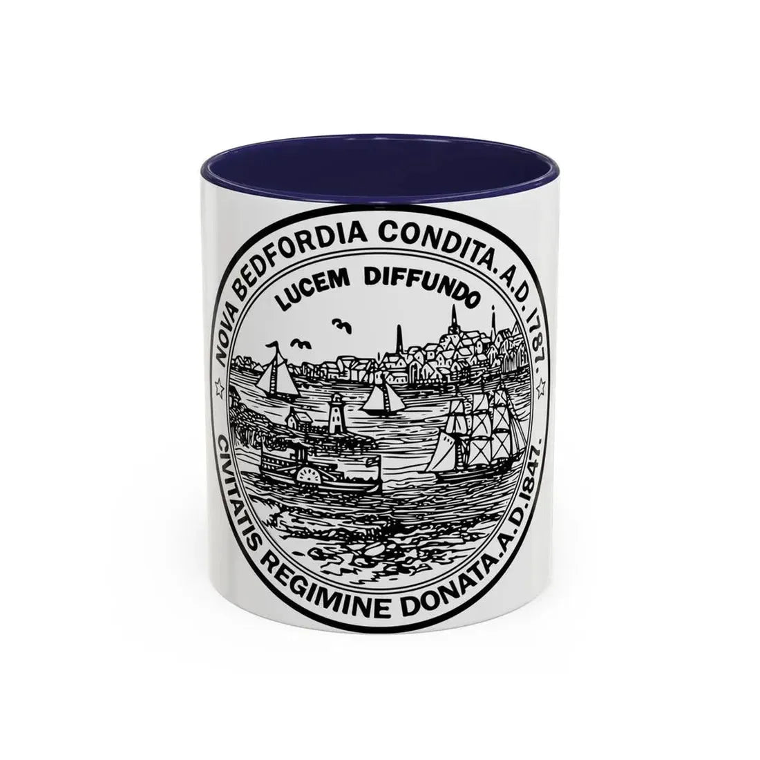 Seal of New Bedford Massachusetts - Accent Coffee Mug 11oz Navy - Go Mug Yourself