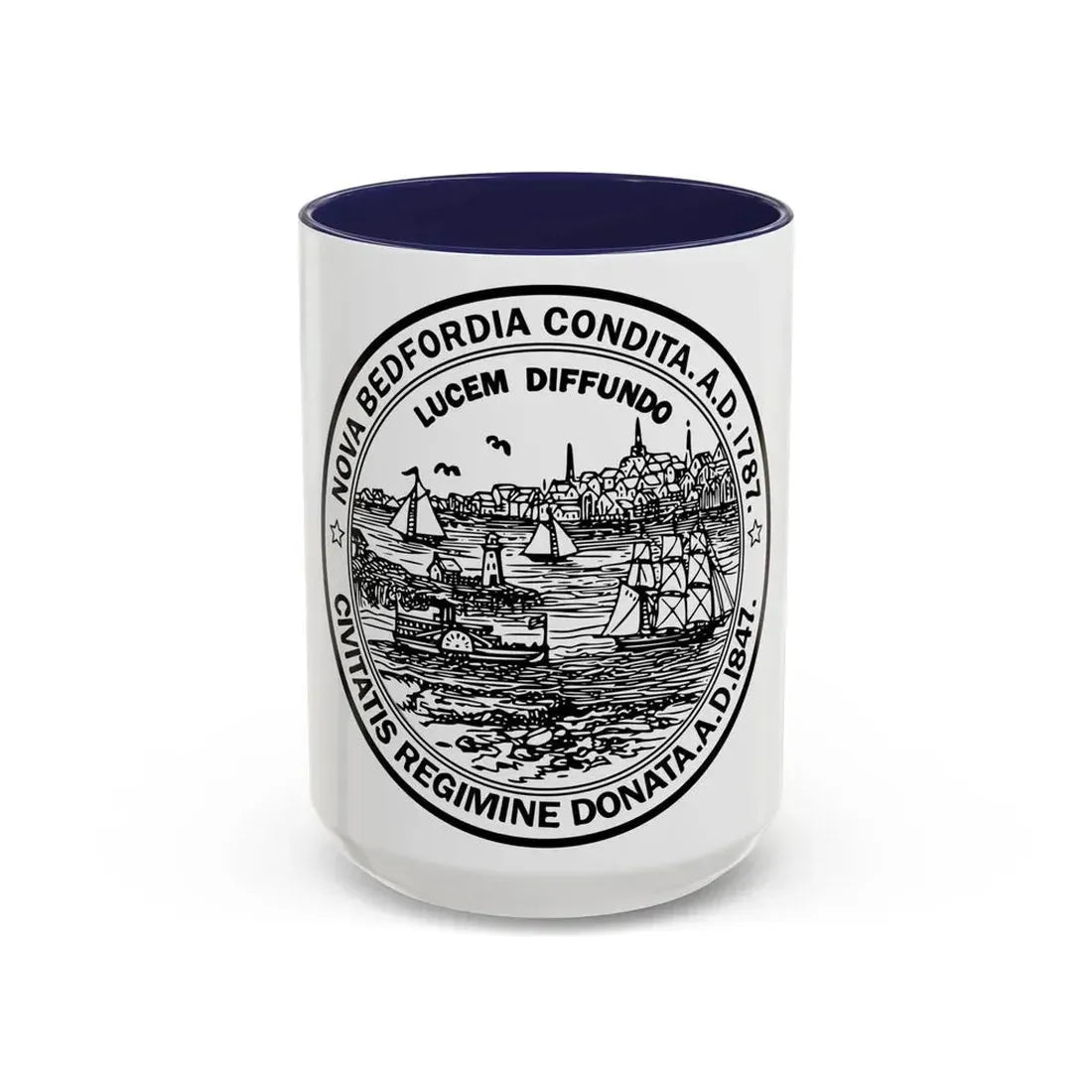 Seal of New Bedford Massachusetts - Accent Coffee Mug 15oz Navy - Go Mug Yourself