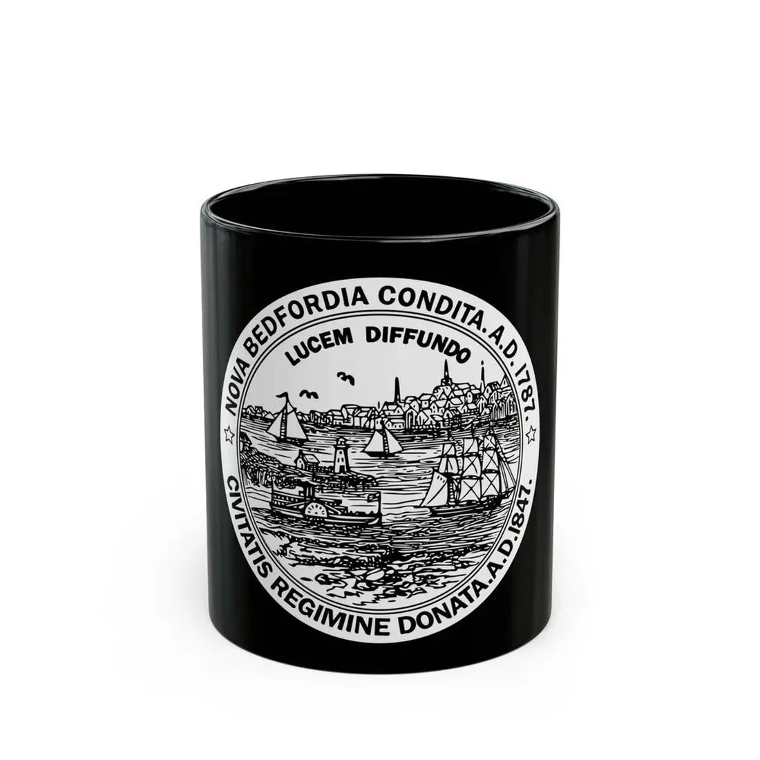 Seal of New Bedford Massachusetts - Black Coffee Mug 11oz - Go Mug Yourself