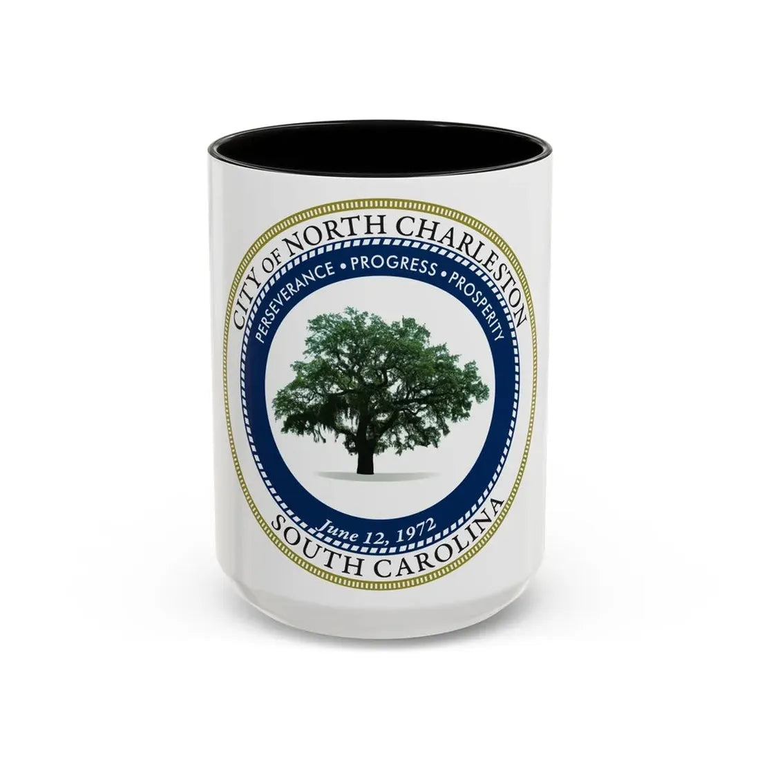 Seal of North Charleston South Carolina - Accent Coffee Mug 15oz Black - Go Mug Yourself