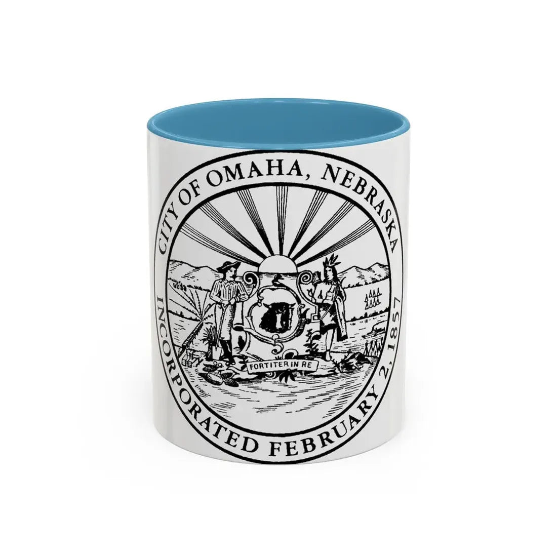 Seal of Omaha Nebraska - Accent Coffee Mug 11oz Light Blue - Go Mug Yourself