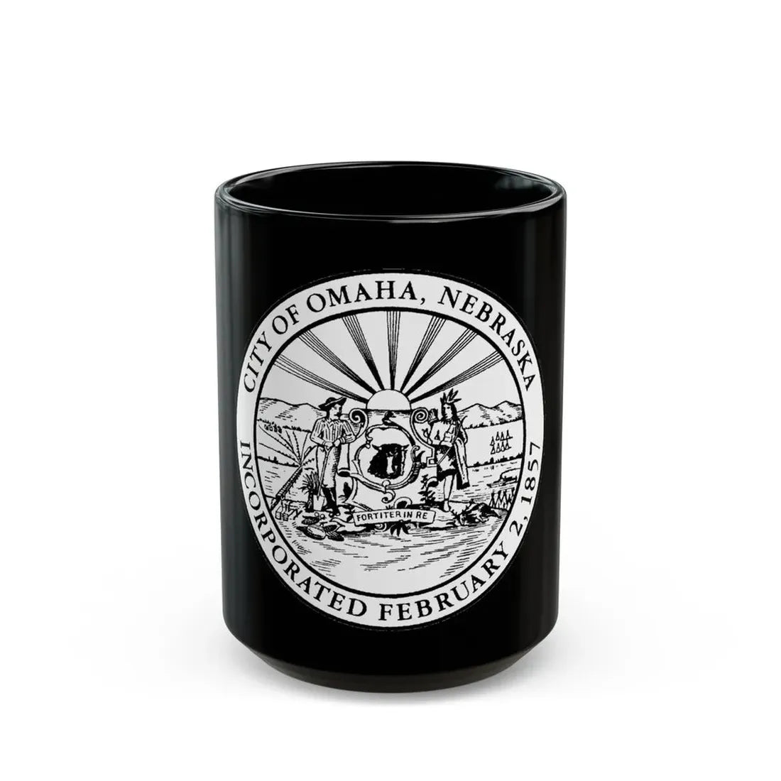 Seal of Omaha Nebraska - Black Coffee Mug 15oz - Go Mug Yourself