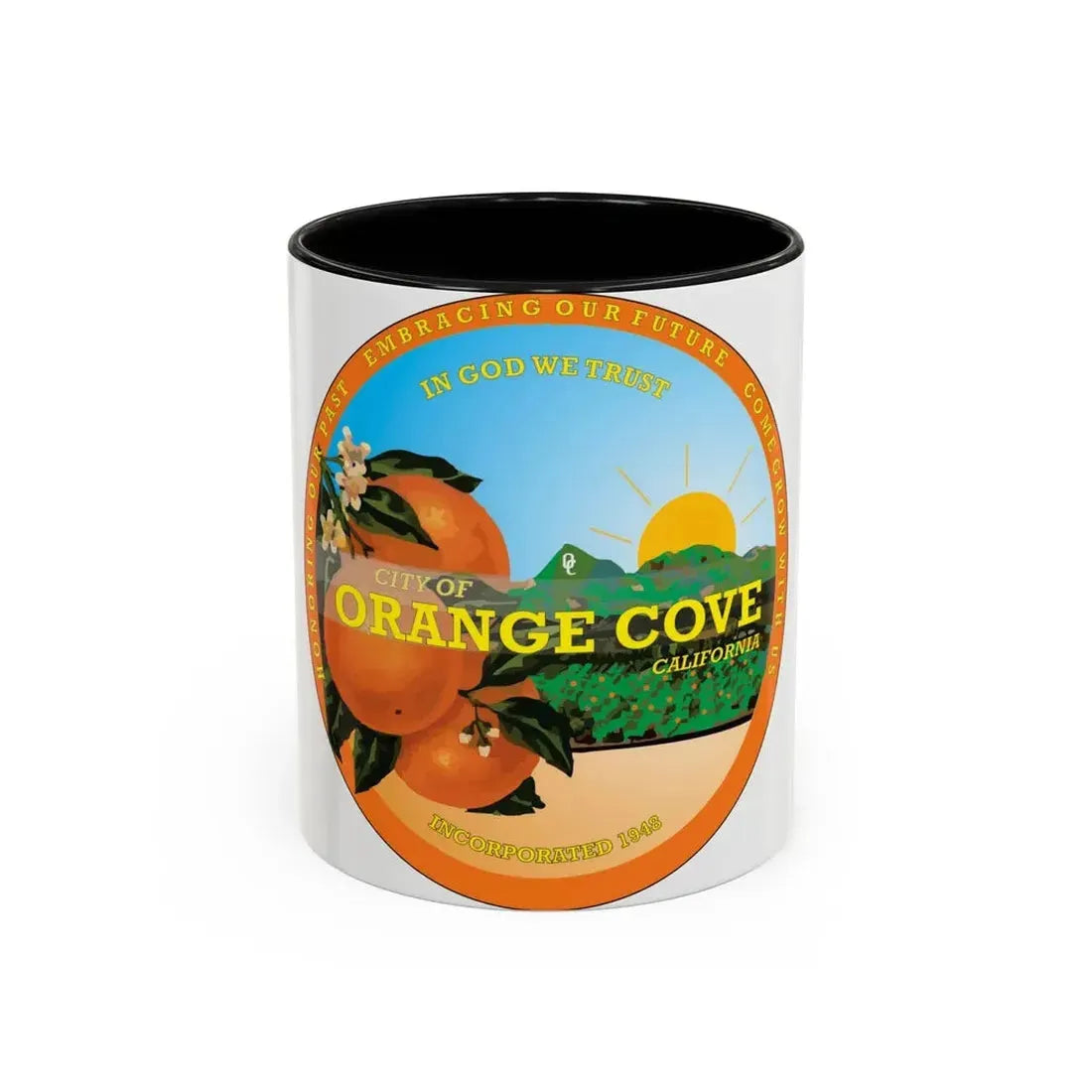 Seal of Orange Cove California - Accent Coffee Mug 11oz Black - Go Mug Yourself