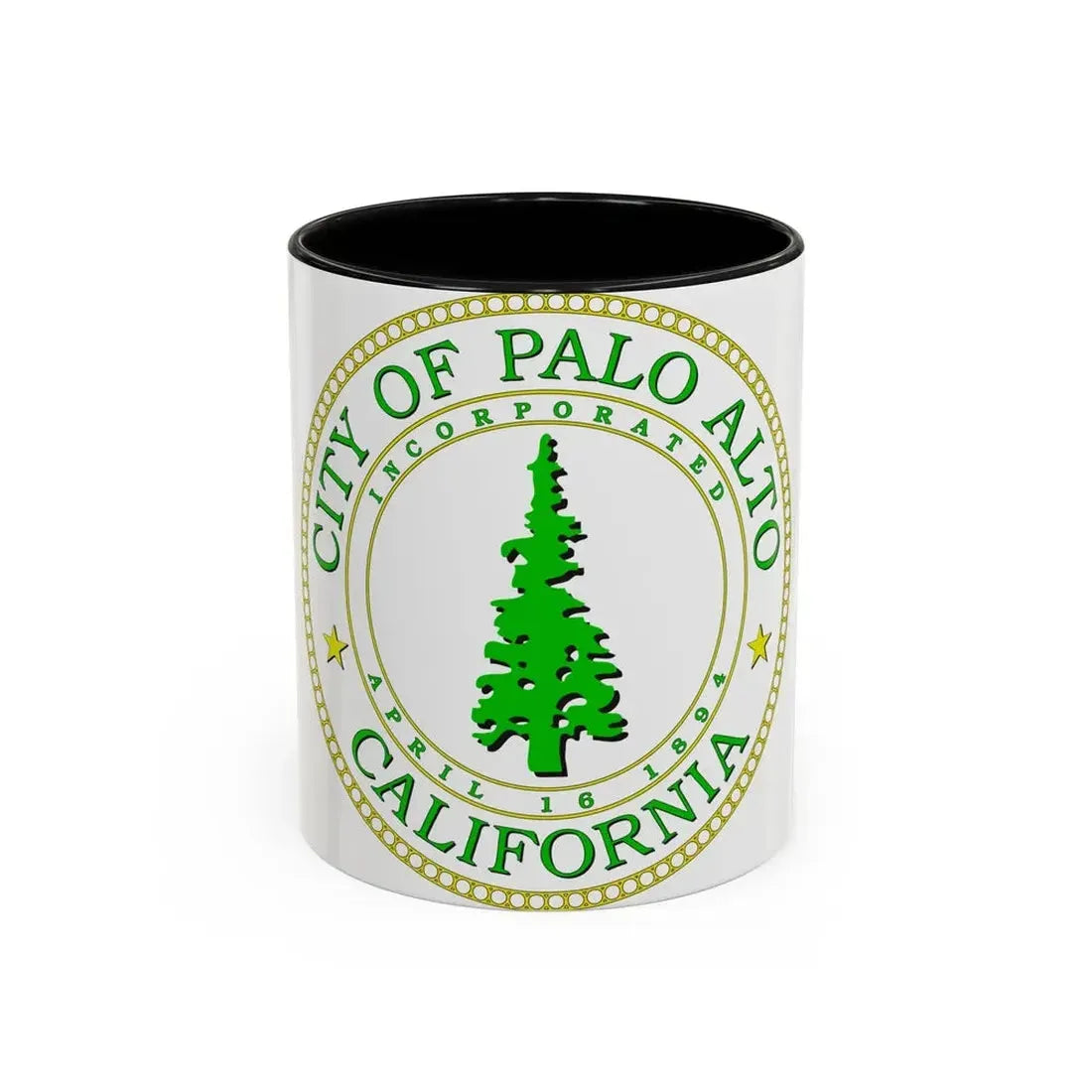 Seal of Palo Alto California - Accent Coffee Mug 11oz Black - Go Mug Yourself