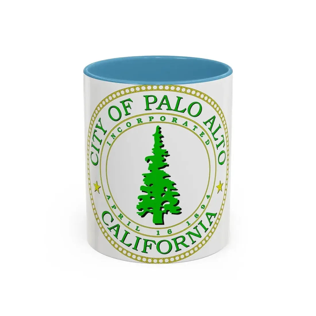 Seal of Palo Alto California - Accent Coffee Mug 11oz Light Blue - Go Mug Yourself