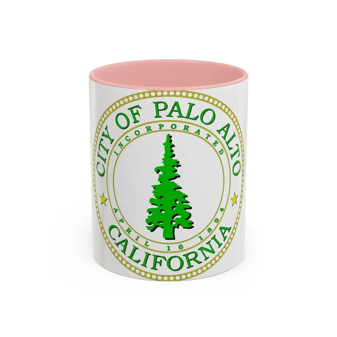 Seal of Palo Alto California - Accent Coffee Mug 11oz Pink - Go Mug Yourself