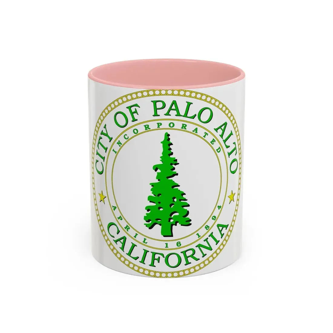 Seal of Palo Alto California - Accent Coffee Mug 11oz Pink - Go Mug Yourself