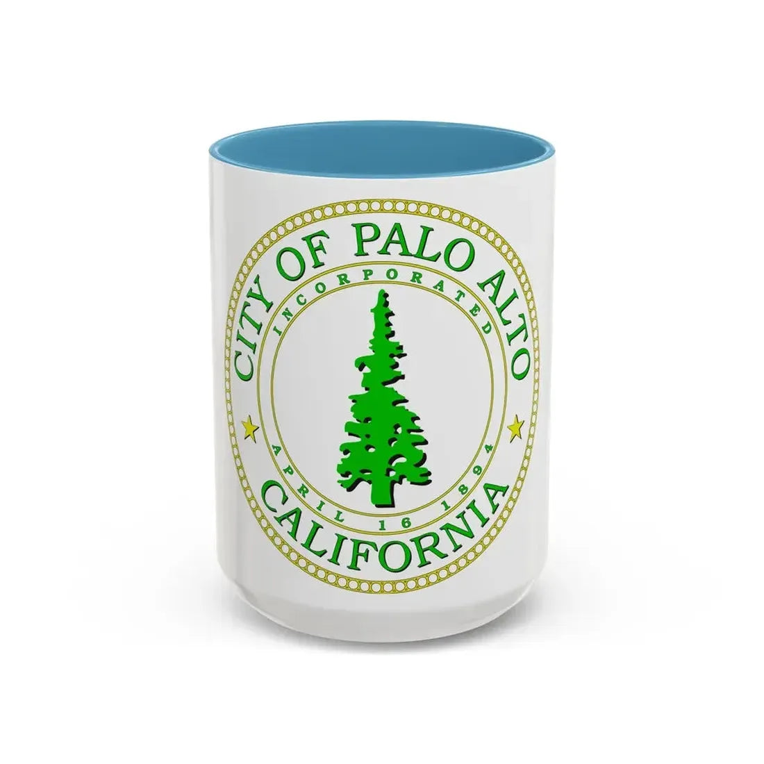 Seal of Palo Alto California - Accent Coffee Mug 15oz Light Blue - Go Mug Yourself