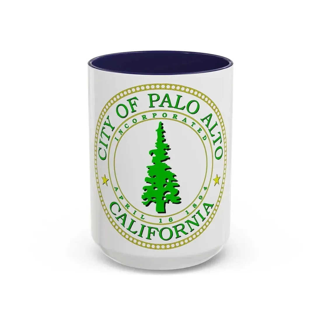 Seal of Palo Alto California - Accent Coffee Mug 15oz Navy - Go Mug Yourself