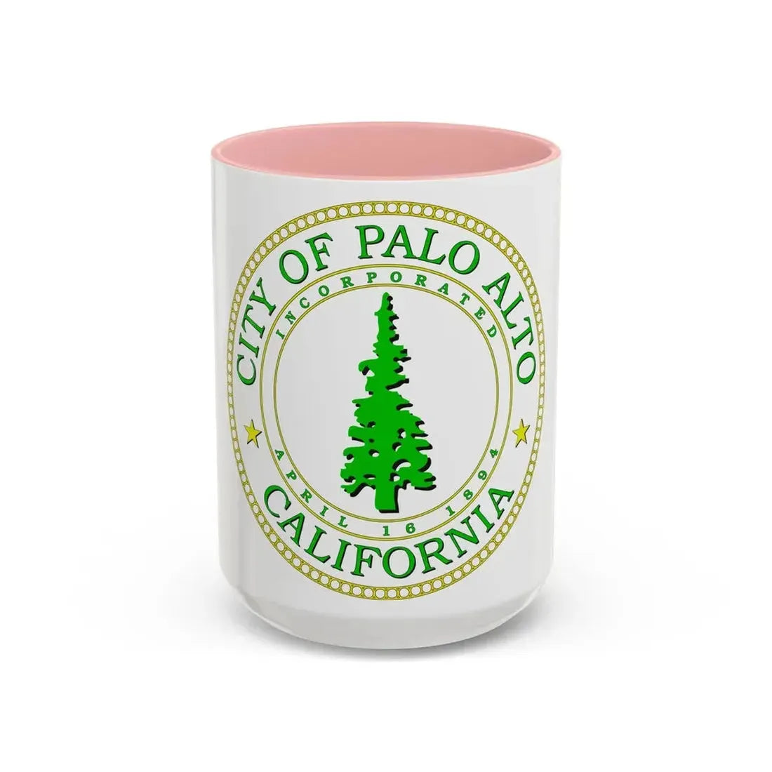 Seal of Palo Alto California - Accent Coffee Mug 15oz Pink - Go Mug Yourself