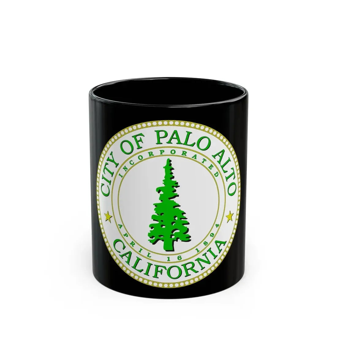 Seal of Palo Alto California - Black Coffee Mug 11oz - Go Mug Yourself