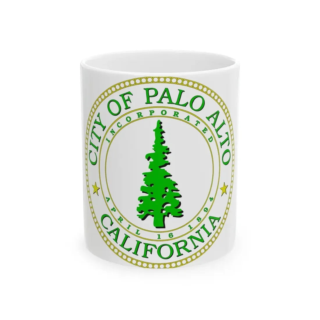 Seal of Palo Alto California - White Coffee Mug 11oz - Go Mug Yourself