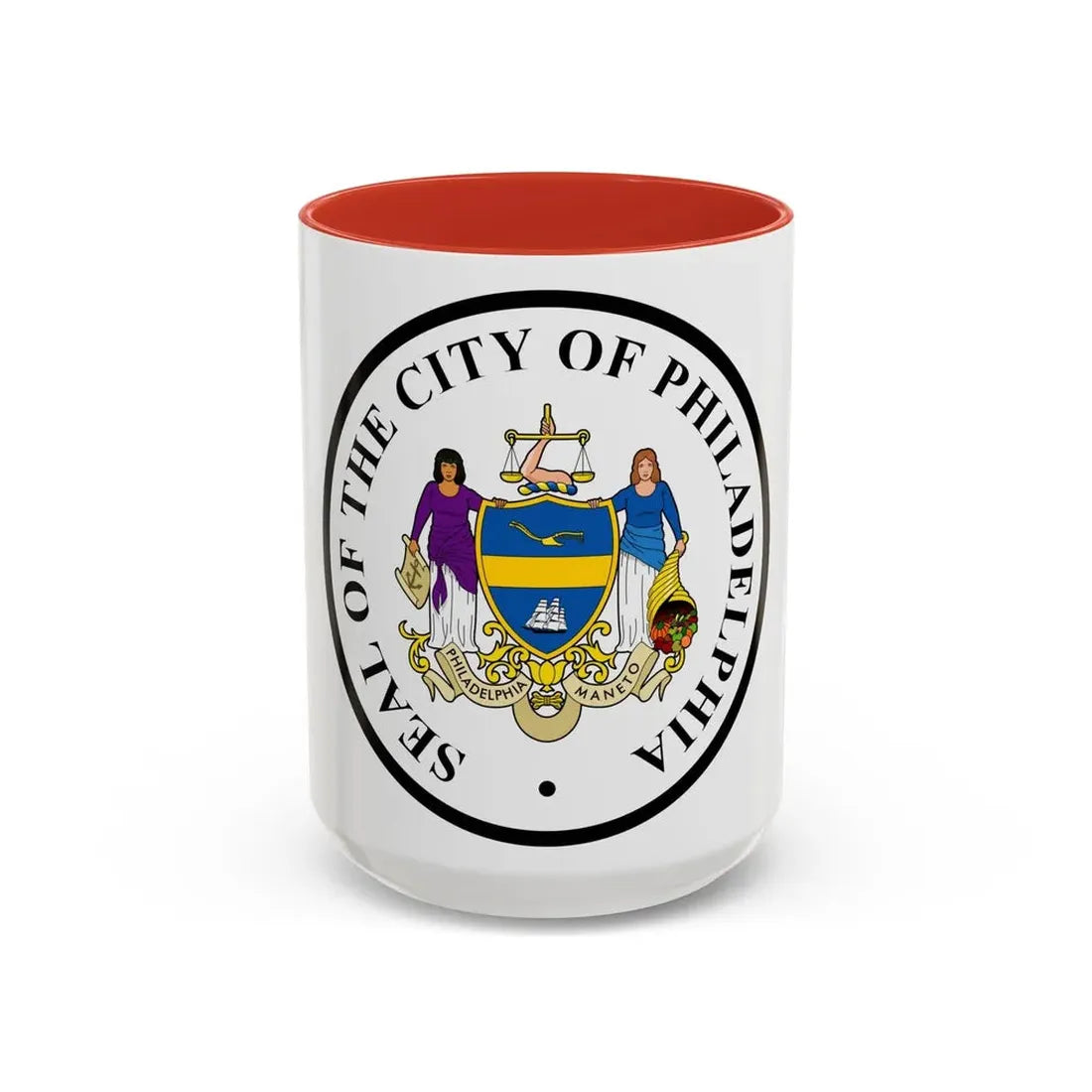 Seal of Philadelphia Pennsylvania - Accent Coffee Mug 15oz Red - Go Mug Yourself