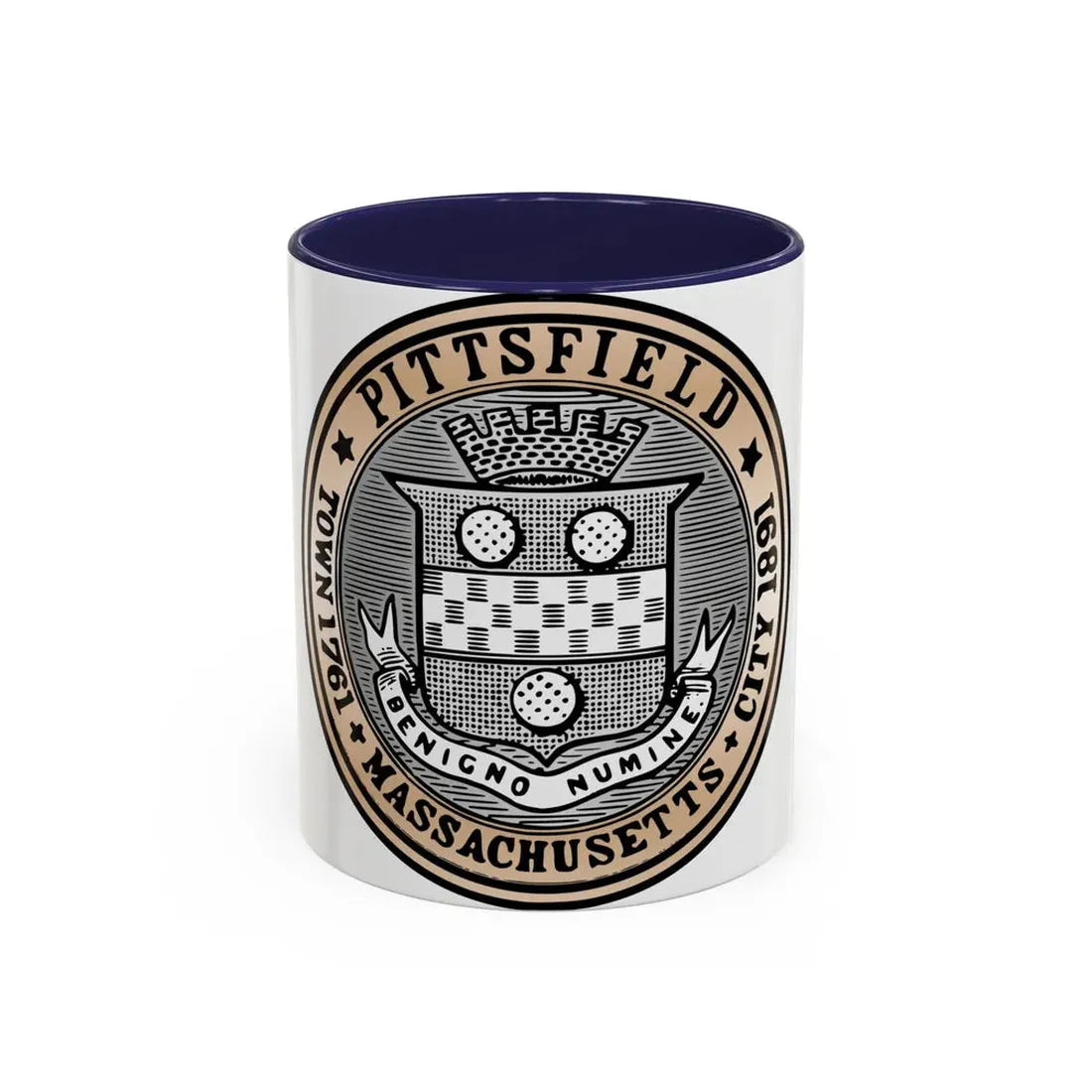 Seal of Pittsfield Massachusetts - Accent Coffee Mug 11oz Navy - Go Mug Yourself