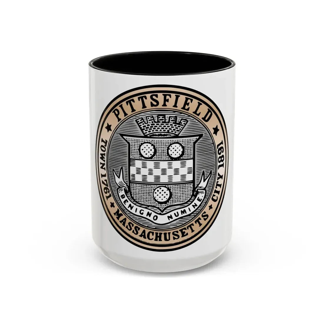 Seal of Pittsfield Massachusetts - Accent Coffee Mug 15oz Black - Go Mug Yourself