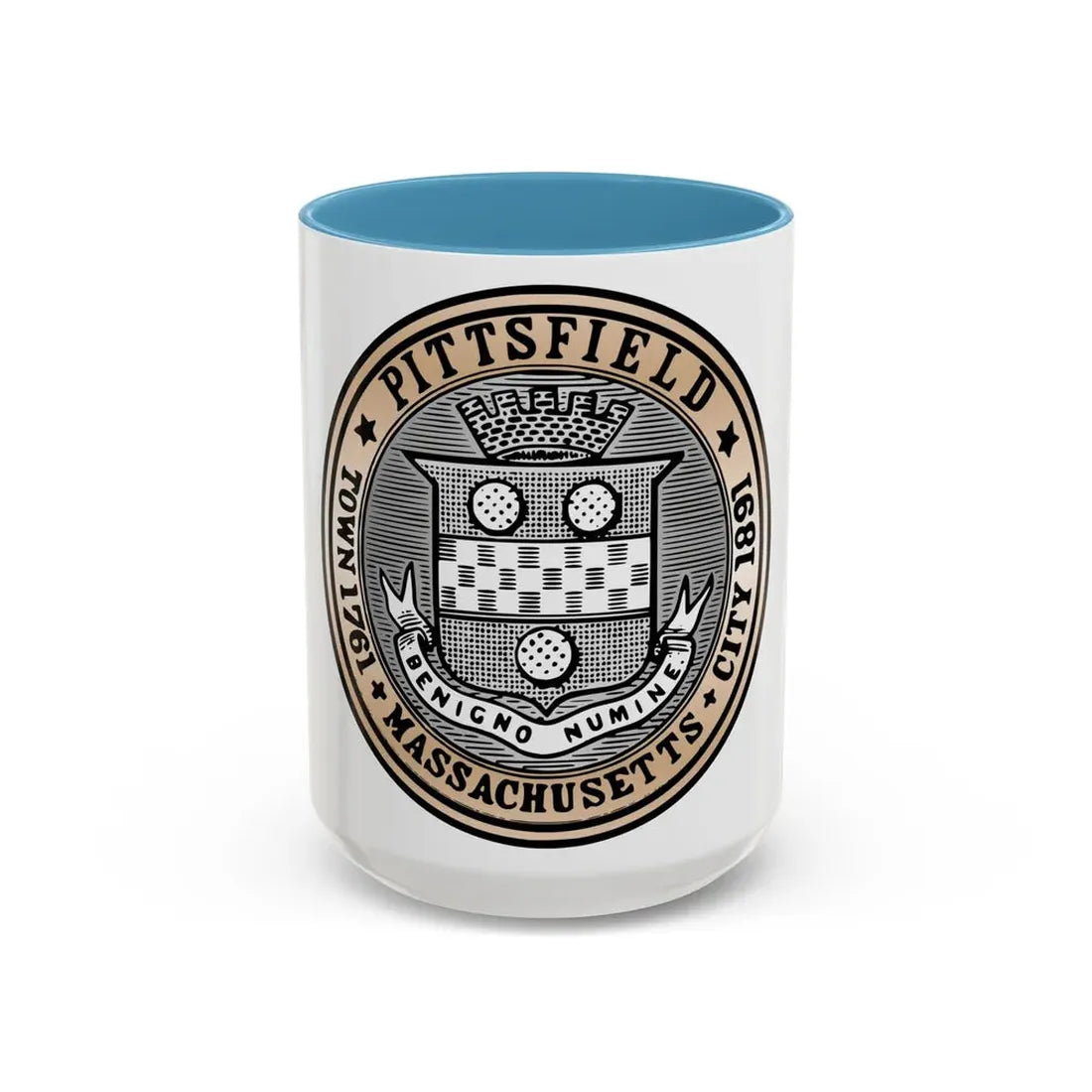 Seal of Pittsfield Massachusetts - Accent Coffee Mug 15oz Light Blue - Go Mug Yourself