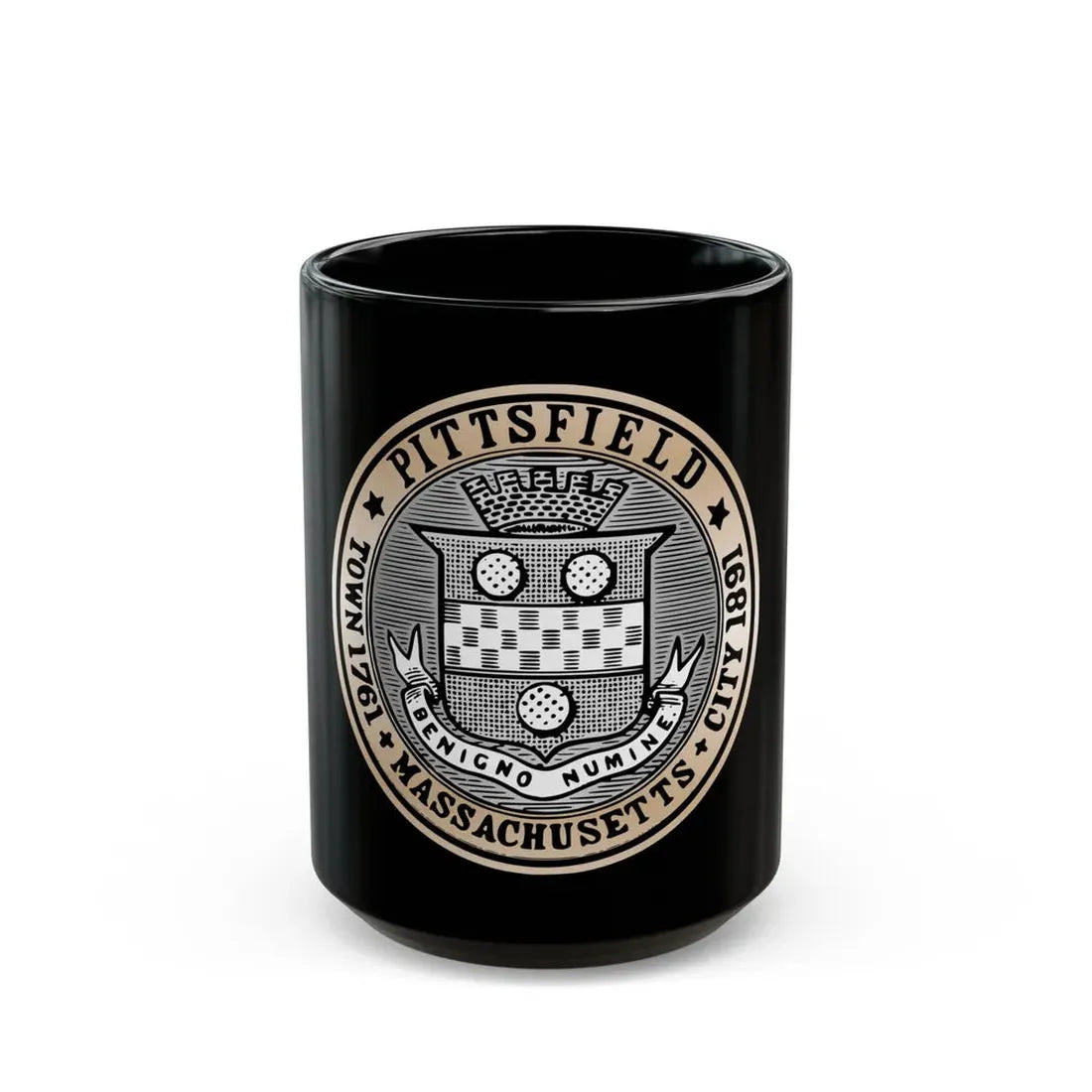 Seal of Pittsfield Massachusetts - Black Coffee Mug 15oz - Go Mug Yourself