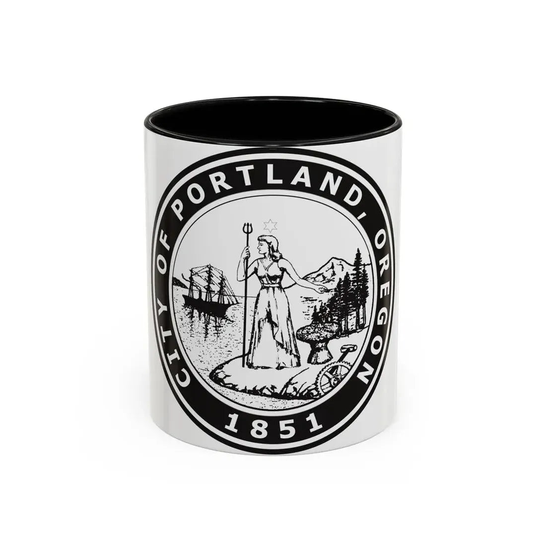 Seal of Portland Oregon - Accent Coffee Mug 11oz Black - Go Mug Yourself