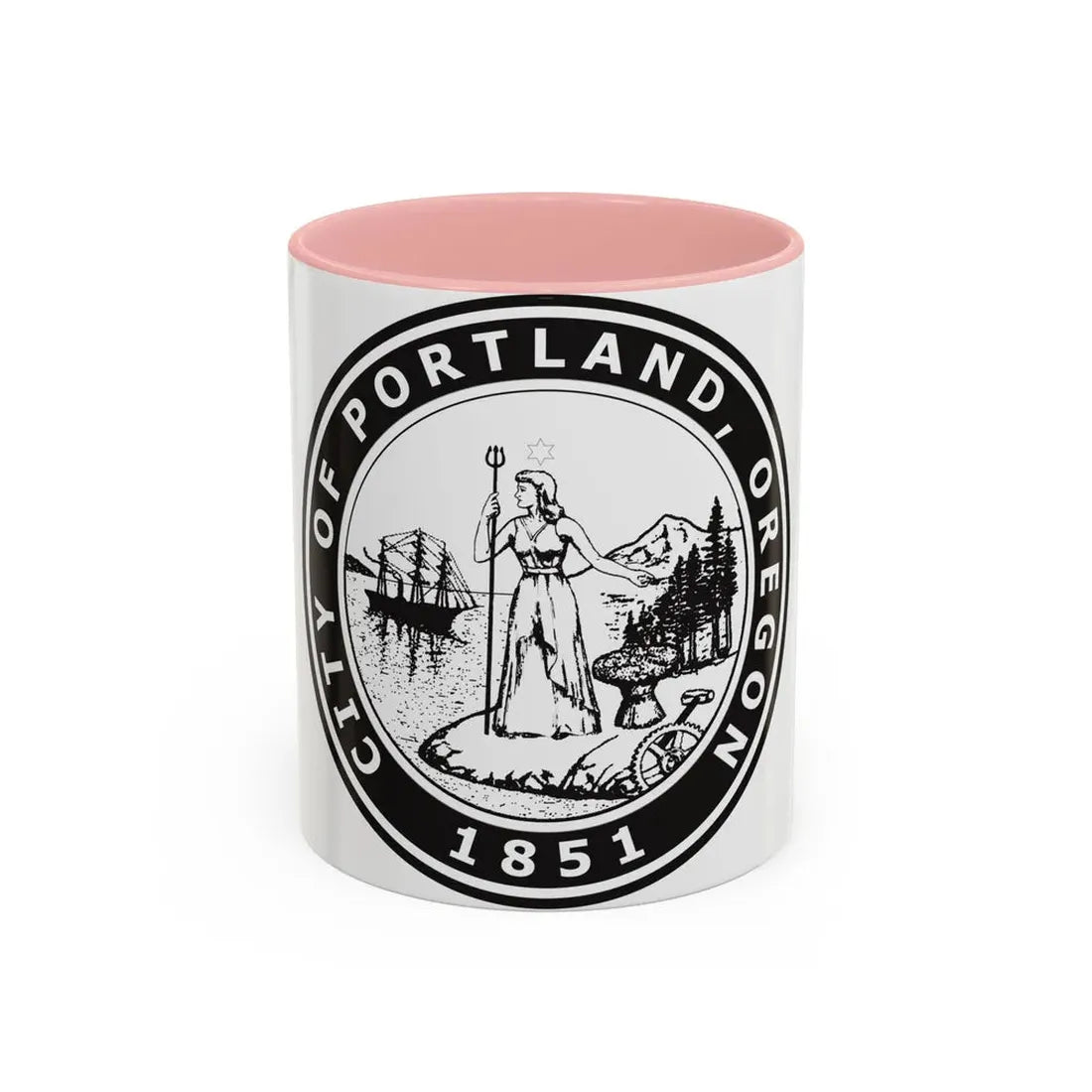 Seal of Portland Oregon - Accent Coffee Mug 11oz Pink - Go Mug Yourself