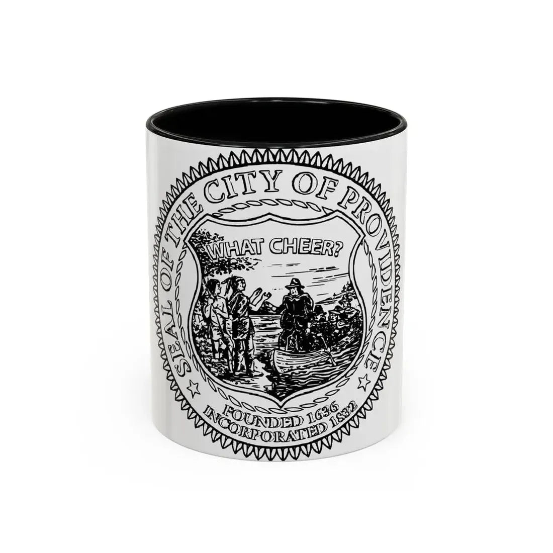 Seal of Providence Rhode Island - Accent Coffee Mug 11oz Black - Go Mug Yourself