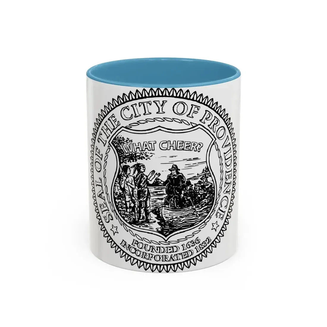Seal of Providence Rhode Island - Accent Coffee Mug 11oz Light Blue - Go Mug Yourself