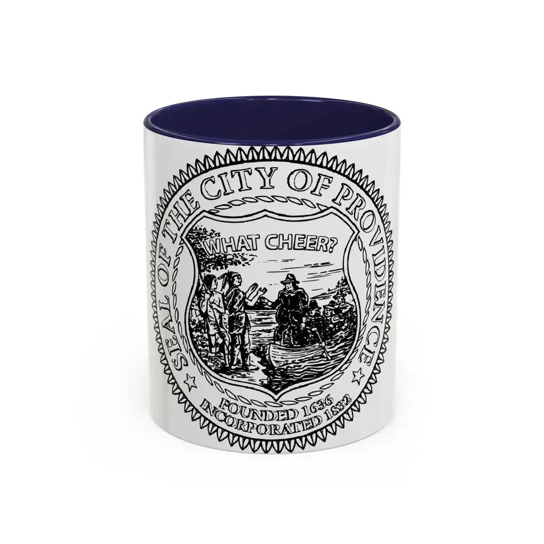 Seal of Providence Rhode Island - Accent Coffee Mug 11oz Navy - Go Mug Yourself