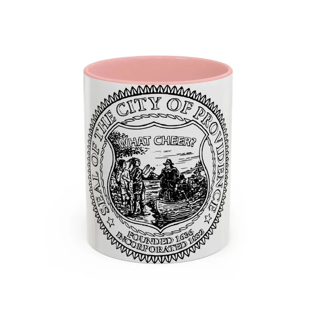 Seal of Providence Rhode Island - Accent Coffee Mug 11oz Pink - Go Mug Yourself