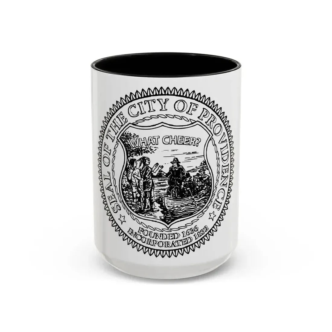 Seal of Providence Rhode Island - Accent Coffee Mug 15oz Black - Go Mug Yourself