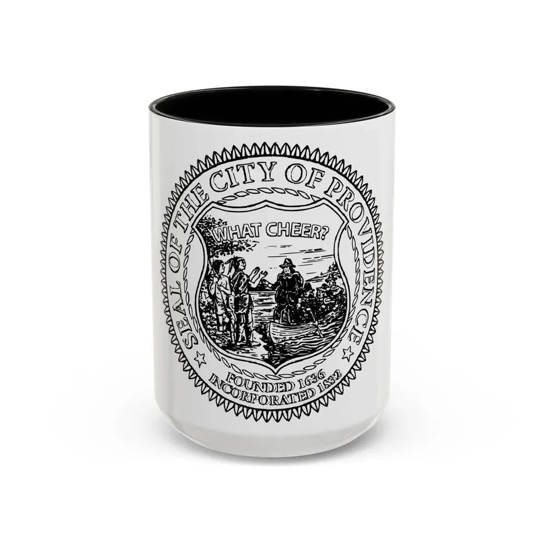 Seal of Providence Rhode Island - Accent Coffee Mug 15oz Black - Go Mug Yourself