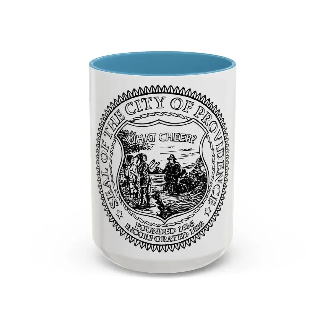 Seal of Providence Rhode Island - Accent Coffee Mug 15oz Light Blue - Go Mug Yourself
