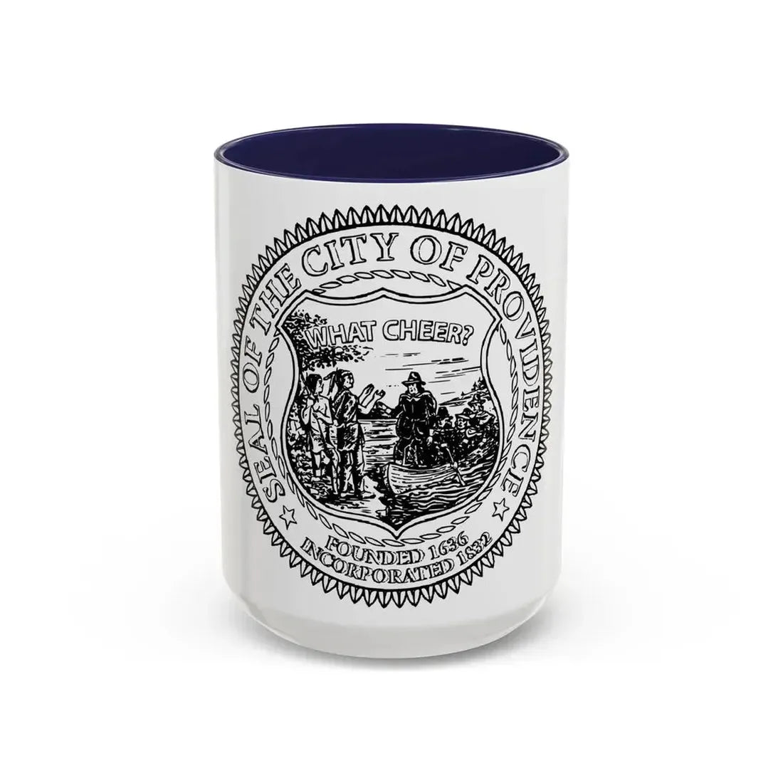Seal of Providence Rhode Island - Accent Coffee Mug 15oz Navy - Go Mug Yourself